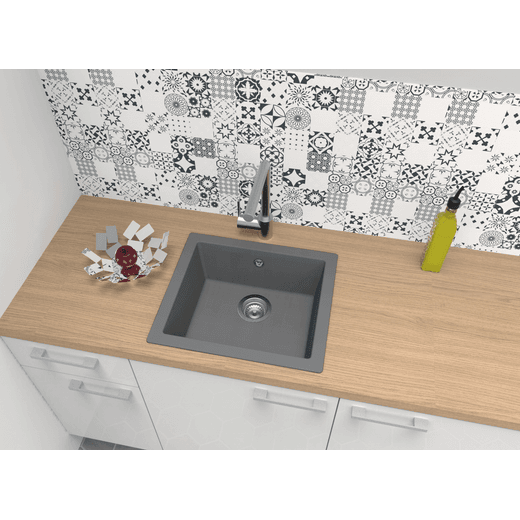 Rocklite Weston Bowl Inset Kitchen Sink - Grey - Sink in kitchen